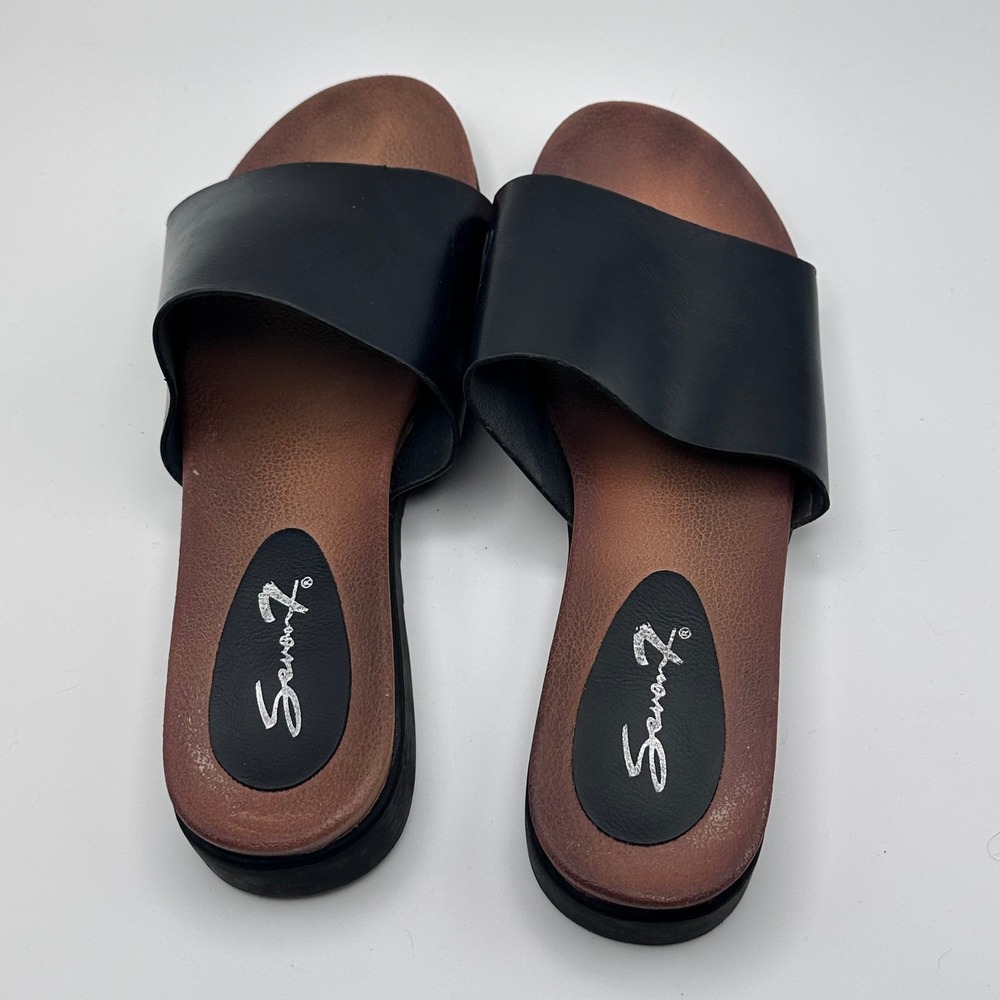 Seven7 Black Slide Sandals